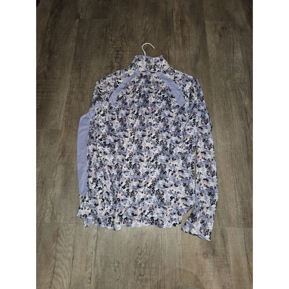 Ariat Sunstopper 2.0 1/4 Zip Long Sleeve Mock Neck Floral Top Gray Sz M - Picture 3 of 3